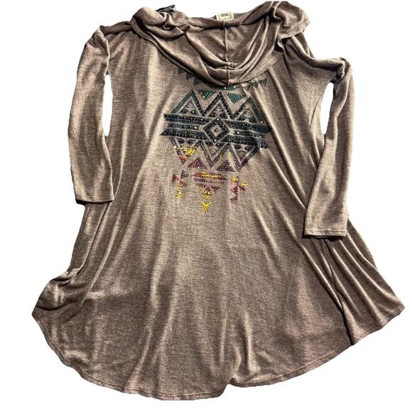 Vocal Gray Embellished Cross Cardigan XL Rhinestones, Gothic Western USA Made - Picture 1 of 6